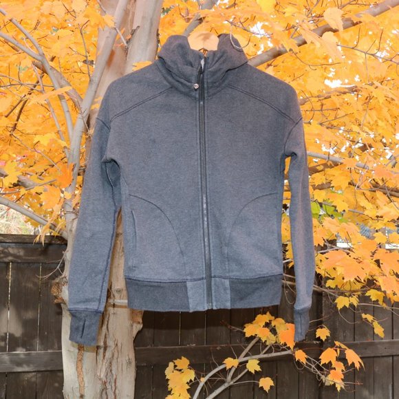 lululemon athletica Sweaters - Charcoal Lululemon full zip sweatshirt with ruched neck size 2